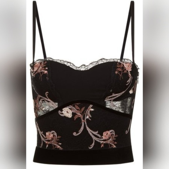 LA PERLA Hampton Court Lace Embroidered Goth Dark Floral Fairy Crop Size 3 36C - Picture 12 of 12